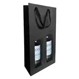 Sac 2 bouteilles noir à fenêtre poignées coton 19+9,5x38,5 cm – Paquet de 10 - French Days