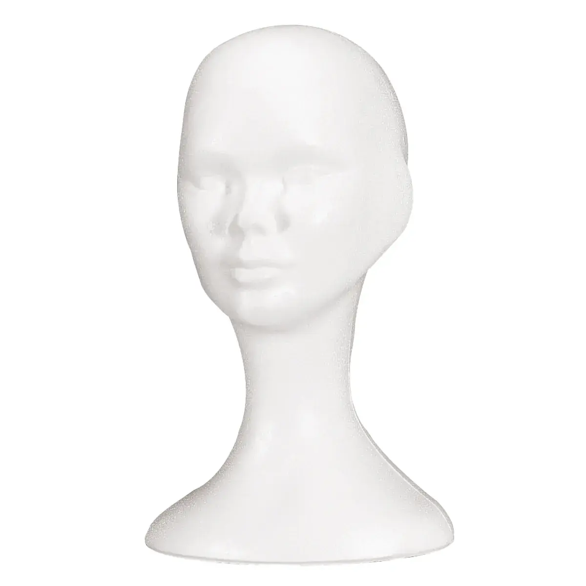 Tête mannequin femme polystyrène H 34 cm - Tête pour perruque, chapeau - Blanc - Têtes