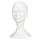 Tête mannequin femme polystyrène H 34 cm - Tête pour perruque, chapeau - Blanc - Têtes