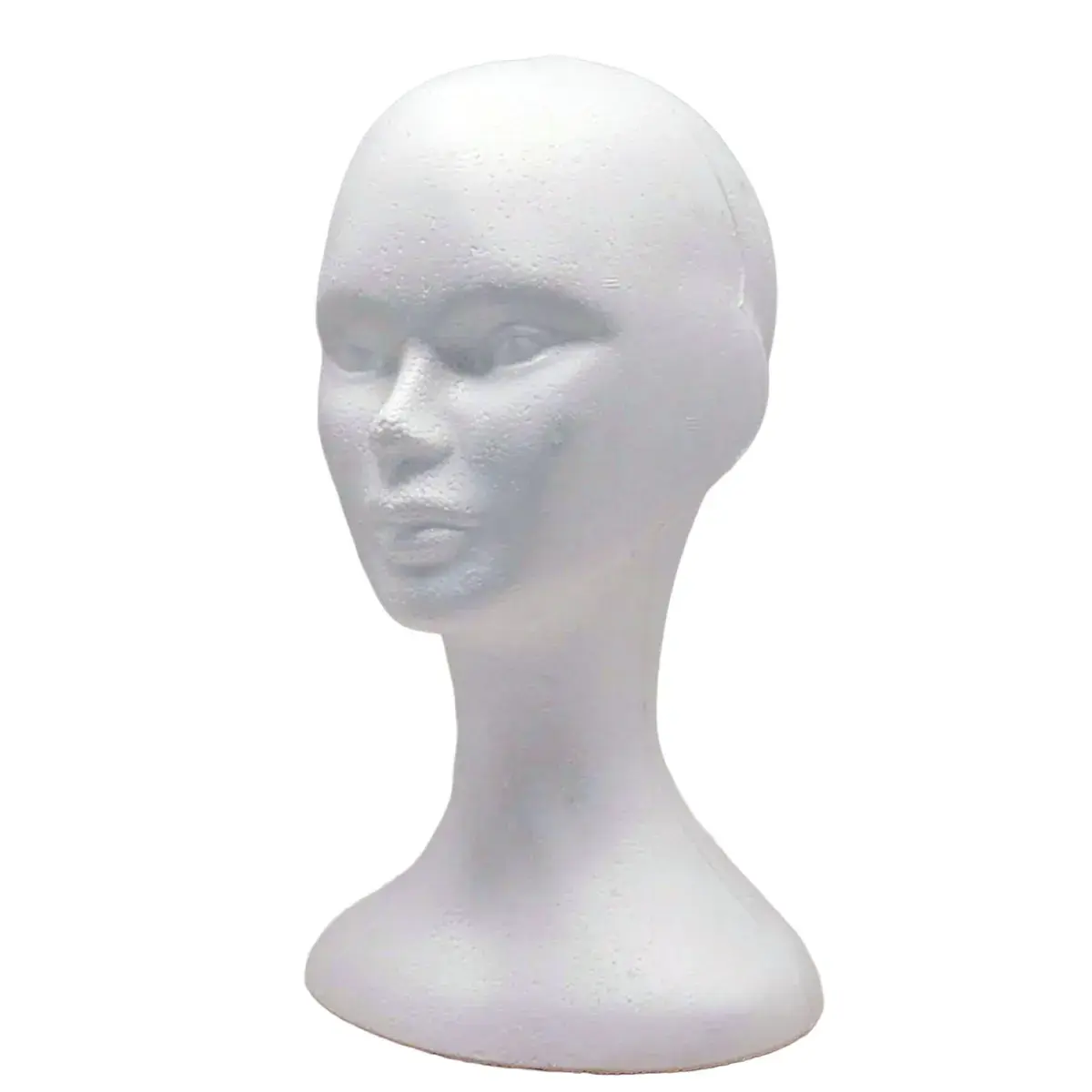 Tête mannequin femme polystyrène H 34 cm - Tête pour perruque, chapeau - Blanc - Têtes-4