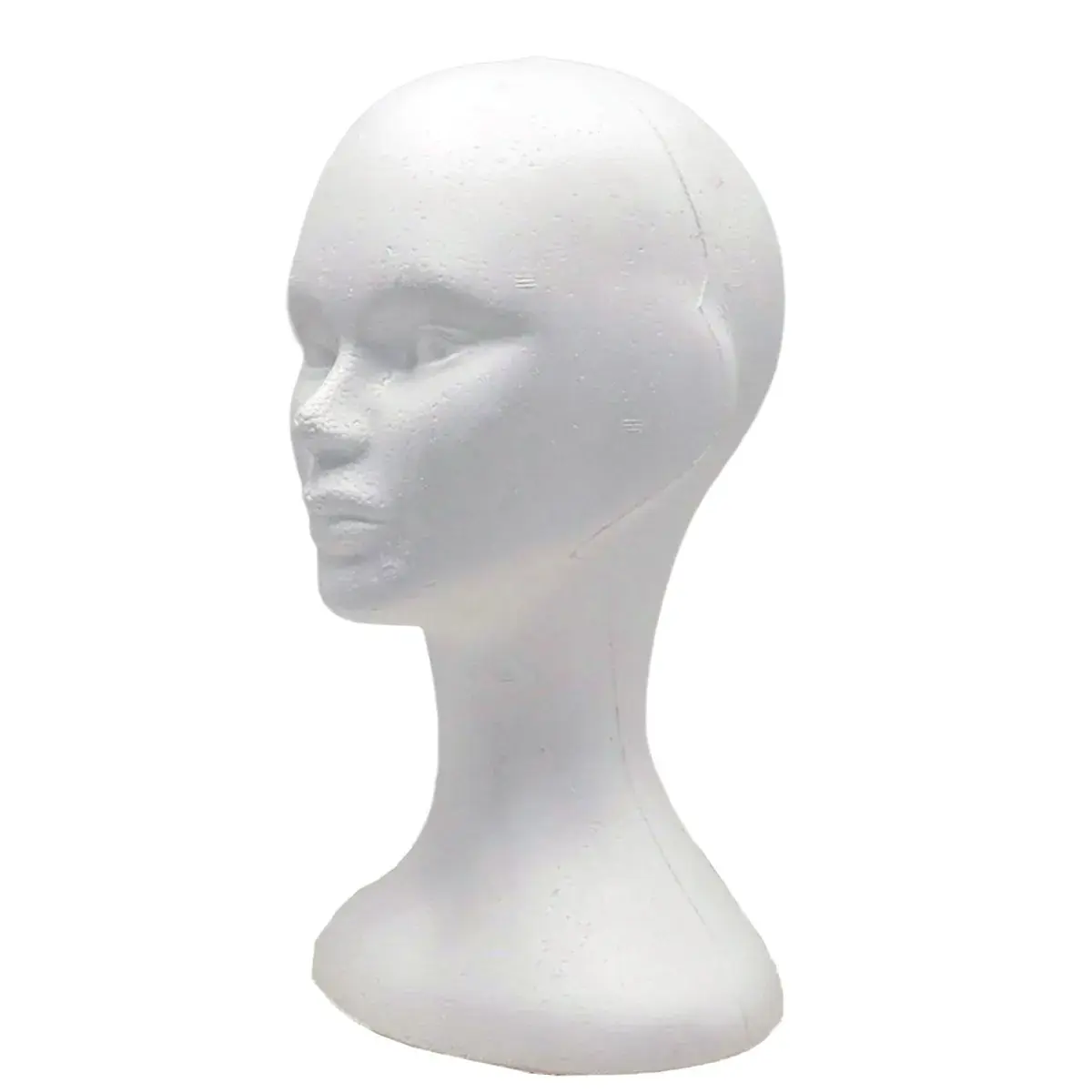 Tête mannequin femme polystyrène H 34 cm - Tête pour perruque, chapeau - Blanc - Têtes-5