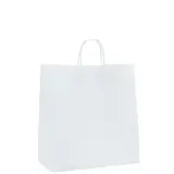 Sac kraft blanc poignées torsadées 24 x 10 x 31 cm 90g/m² - Lot de 200 - Sacs kraft blanc poignées torsadées