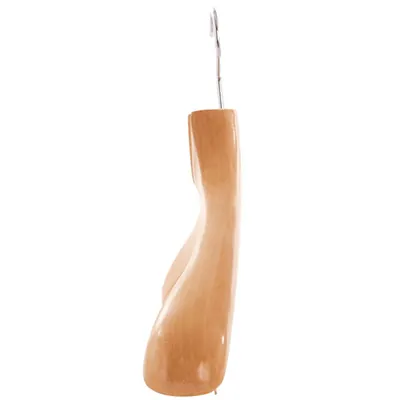 Cintre à pinces bois naturel antidérapant avec barre et encoches 44,5 cm - Cintre jupe - Cintre pantalon - Lot de 3 - Cintres à pinces-2