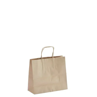 Sac kraft brun poignées torsadées 24 x 10 x 21 cm - Sac papier kraft - Paquet de 50 - Sacs kraft brun poignées torsadées