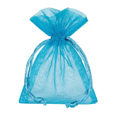 Pochette organza turquoise 12 x 17 cm - Paquet de 10 - Pochettes organza