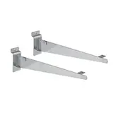 Console simple pour tablette bois ou verre en métal chromé pour panneau rainuré L 30 cm - Gris - La paire - Échelles Wall