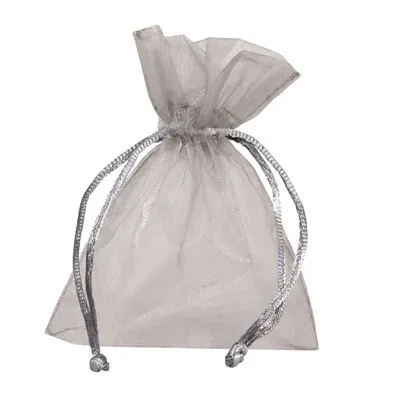 Pochette organza gris 12 x 17 cm - Paquet de 10 - Pochettes organza