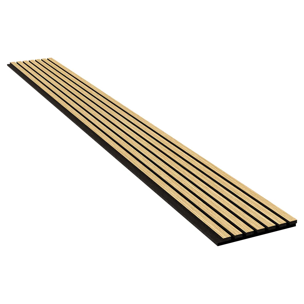 Panneau (2) tasseau acoustique mural en MDF chêne naturel 260 × 28 cm - Paquet de 2 - Fonds Bois-3