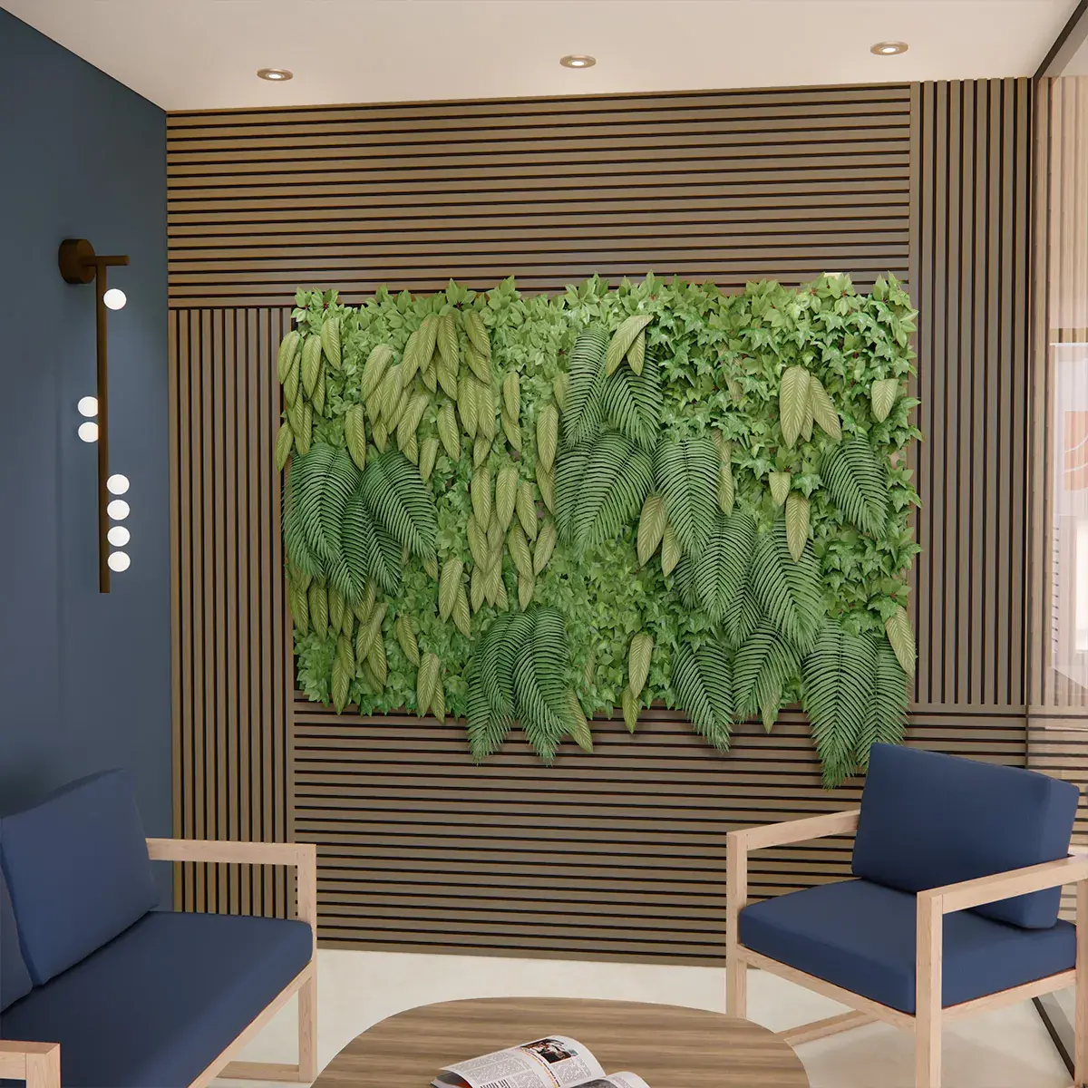 Panneau tasseau acoustique mural MDF chêne foncé 260 × 28 cm - Paquet de 2 - Fonds Bois-4