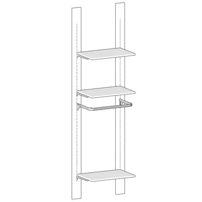 Moulure bois avec crémaillère centrale 12 x 240 cm pas de 50 mm - Noir - Étagère magasin - Ligne Crémawall-2