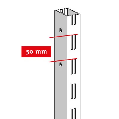 Montant mural acier Ligne Store Blanc H.141cm – Section 30x60mm – Pas de 50mm - Ligne Store blanc pas de 50 mm-3