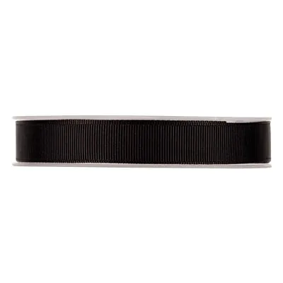 Ruban gros grain noir 15 mm x 20 m coton - Rubans tissu, Cordons