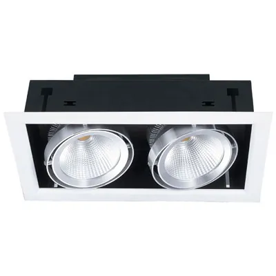 Spot LED encastré 2 lumières orientables 20W 4000K 2600 à 2800Lm 18,5 x 35,5 x 12,5 cm - Luminaires professionnels