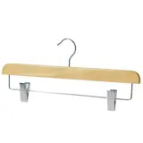 Cintre bois naturel avec pinces réglables métal 40 cm - Cintre jupe - Cintre pantalon - Lot de 3 - Cintres à pinces