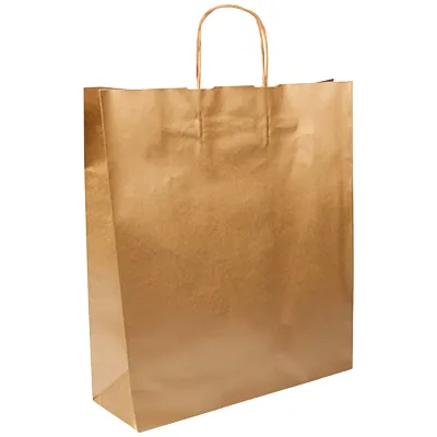 Sac kraft bronze à poignées torsadées 24+10x31cm 100g/m² (x50) - Sacs kraft métallisés poignées torsadées