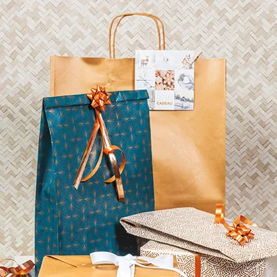Sac kraft bronze à poignées torsadées 36+12x41cm 100g/m² (x50) - Sacs kraft métallisés poignées torsadées-2