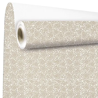 Papier cadeau couché blanc origami étoiles cuivre 70 cm x 100 m 70 g/m² – le rouleau - Papier cadeaux couchés à motifs-2