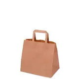 Sac papier kraft brun poignées plates 26 x 17 x 25 cm - Sac traiteur - Lot de 250 - Sacs vente à emporter