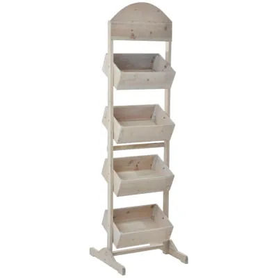 Présentoir bois incliné 4 niveaux 59 x 58 x 200 cm Gris délavé - Présentoir magasin - Meubles et présentoirs cavistes
