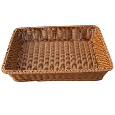 Corbeille manne rectangulaire plastique marron 60 x 40 x 12 cm - Vanneries