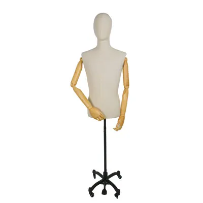 Buste couture homme H 90 cm Écru - Mannequin couture homme - Bustes couture, torses couture-2