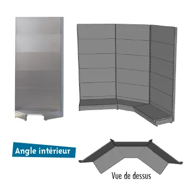Tablette tôle d'angle intérieur pour gondole P 30 cm - Gris métallisé - Ligne Store gris métallisé pas de 25 mm-2