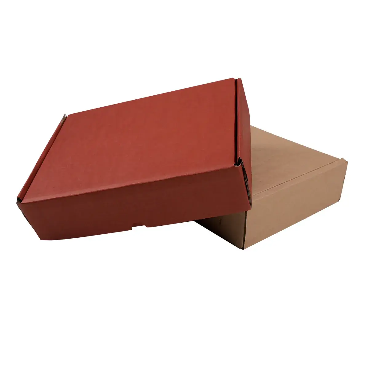Boîte carton réversible brun / rouge 27,6 + 20,7 x 7 cm - Carton d'expédition - Lot de 20 - Boites cadeaux carton pliables