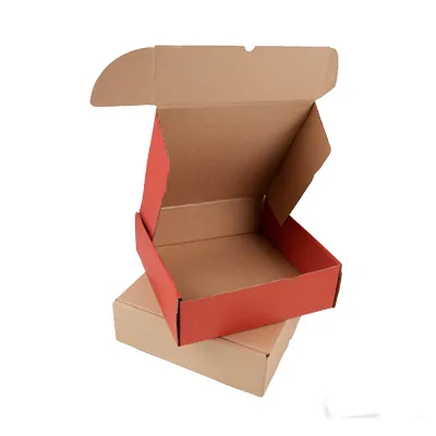 Boîte carton réversible brun / rouge 27,6 + 20,7 x 7 cm - Carton d'expédition - Lot de 20 - Boites cadeaux carton pliables-4