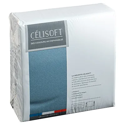 Serviette Celisoft non tissée 40 x 40 cm - Serviette jetable - Serviette de table papier - Bleu orage - Paquet de 50 - Serviettes jetables, Serviettes cocktails-2