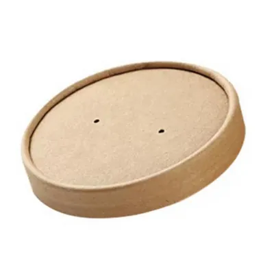Couvercle carton pour pot à soupe ø 115 x H 17 mm - Couvercle pour pot carton - Brun - Lot de 25 - Bols et pots en carton et kraft