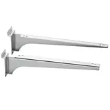 Console pour tablette bois ou verre en métal chromé pour panneau rainuré L 31 cm - Gris - La paire - Échelles Wall