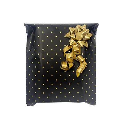 Pochette cadeau métallisée noire pois or Amore 15 x 25 cm - Sachet cadeau noir/or - Lot de 50 - Pochettes cadeaux métallisées-2