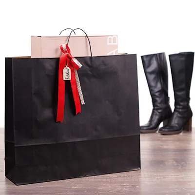 Sac kraft noir à poignées torsadées 55+15x49cm 120g/m² (x25) - Sacs kraft couleur poignées torsadées-2