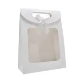 Pochette cadeau blanche à velcro avec fenêtre 23 x 11 x 32 cm - Lot de 20