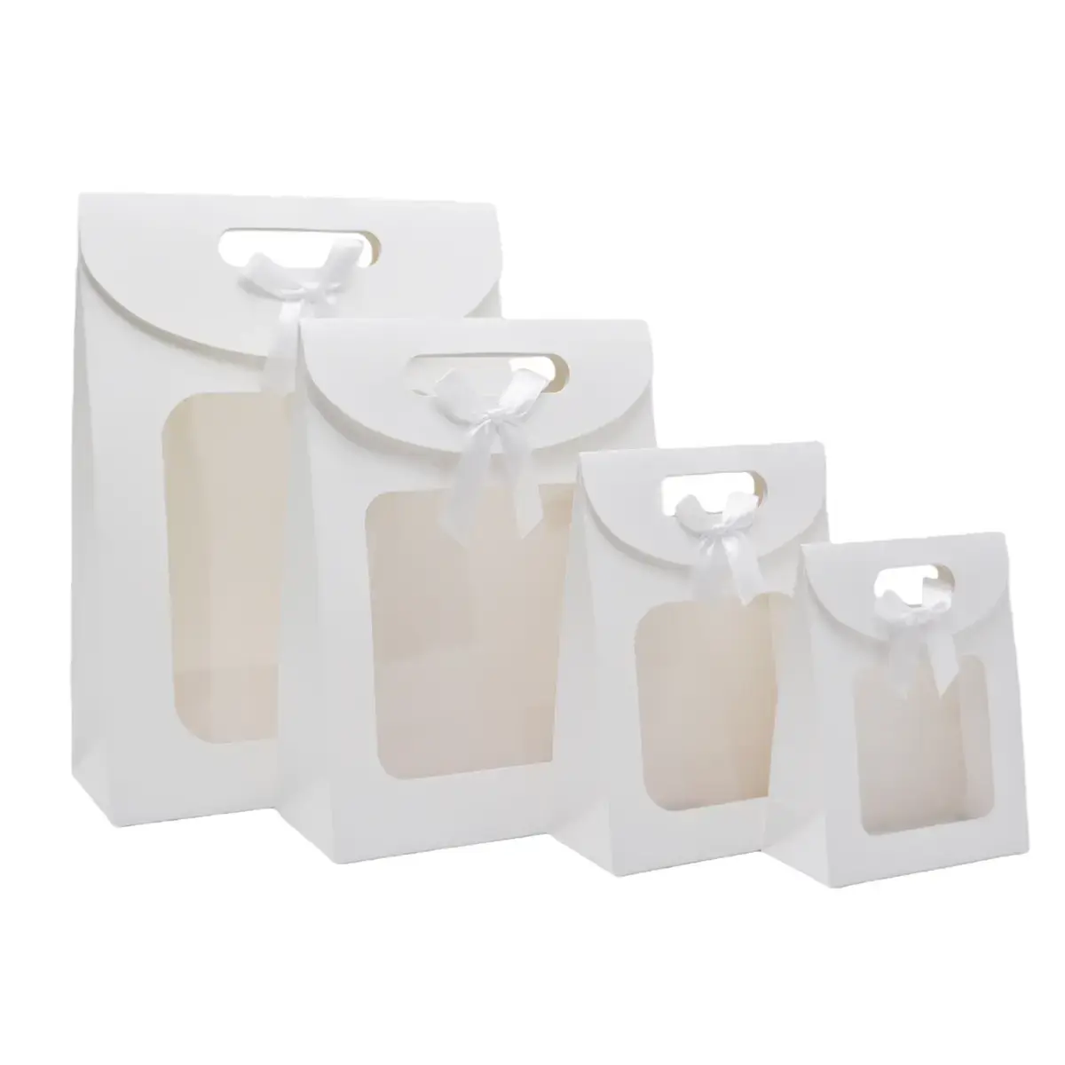Pochette cadeau blanche à velcro avec fenêtre 23 x 11 x 32 cm - Lot de 20 - Pochettes cadeaux luxe-2