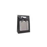 Pochette cadeau noire à velcro avec fenêtre 12 x 6 x 16 cm - Lot de 20 - Pochettes cadeaux luxe