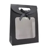 Pochette cadeau noire à velcro avec fenêtre 23 x 11 x 32 cm - Lot de 20 - Pochettes cadeaux luxe