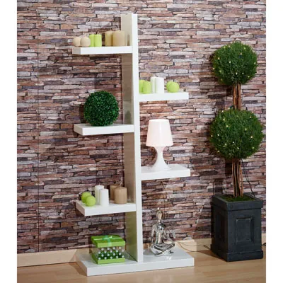 Étagère 6 niveaux blanc mat 70 x 32 x 160 cm - Étagère magasin - Étagères magasins, Présentoirs bois-3