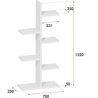 Étagère 6 niveaux blanc mat 70 x 32 x 160 cm - Étagère magasin - Étagères magasins, Présentoirs bois-4
