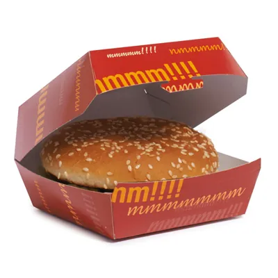 Boîte burger 14,5 x 14,5 x 8 cm carton - Boîte à hamburger - Rouge - Lot de 50 - Boites snacking