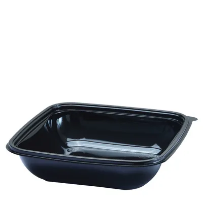 Bol salade 750 ml plastique Noir 19 x 19 x 4,5 cm - Bol plastique - Lot de 50 - Saladiers