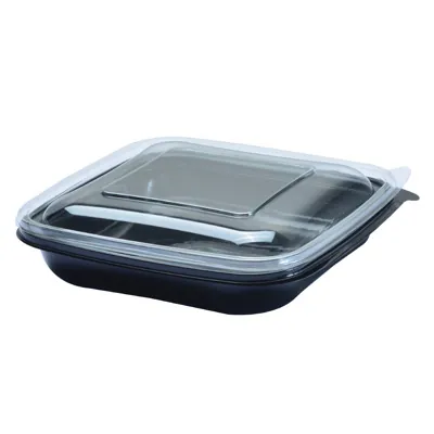 Bol salade 500 ml plastique Noir 19 x 19 x 3,2 cm - Bol plastique - Lot de 50 - Boîtes salade, Bols salade-3