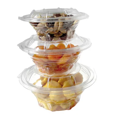 Bol salade avec couvercle 500 ml plastique transparent ø 15,5 x 7,5 cm - Bol plastique avec couvercle - Lot de 60 - Saladiers-3