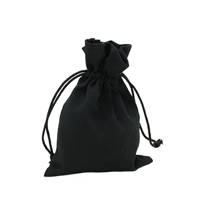 Sachet coton noir 12 x 17 cm avec cordon de serrage - Paquet de 10 - Sachets coton-2
