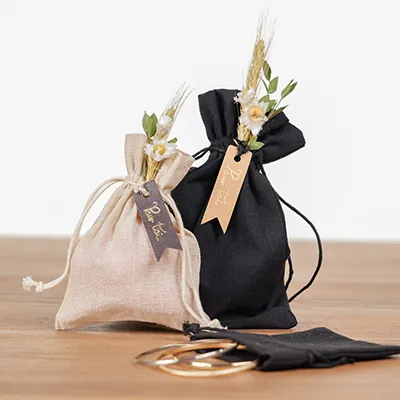 Sachet coton noir 17 x 24 cm avec cordon de serrage - Paquet de 10 - Sachets coton, Sachets lin-3