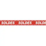 Banderole SOLDES 15 cm x 10 m rouge/rouge - Affichage Soldes - Banderoles soldes et déstockage