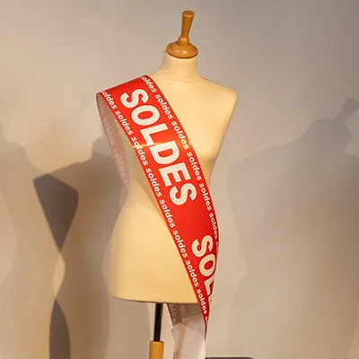 Banderole SOLDES 15 cm x 10 m rouge/rouge - Affichage Soldes - Banderoles soldes et déstockage-2