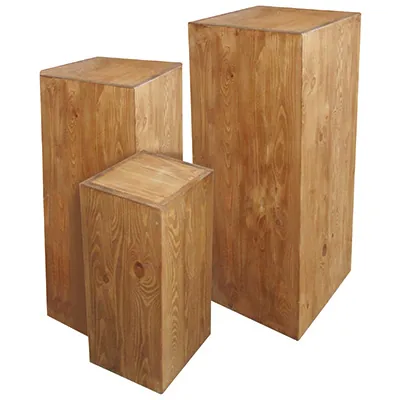 Podium bois 24 x 24 x 60 cm brun - Podium de présentation magasin - Ligne Authentique-2