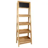 Présentoir bois 4 niveaux avec fronton ardoise 60 x 180 cm - Présentoir 4 casiers magasin - Ligne Authentique