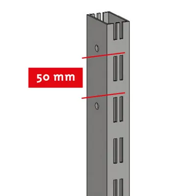 Montant 2 faces double perforation pas de 50 mm - Ligne Store gris métallisé pas de 50 mm-2